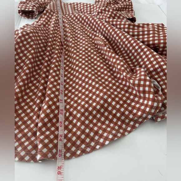 Remi Girl Gingham Rust/White Cotton Dress, Girls Size 6, Puff Sleeves - Picture 8 of 9